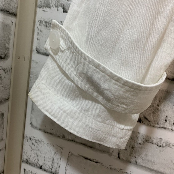 Talbots Women’s Grace Fit 100% Linen Full Zip Jacket w/Optional Hood Sz 14 White - Picture 5 of 16